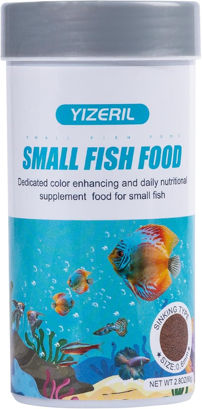 Small Fish Food Pellets - Sinking Micro Granules,High Protein Color Enhancer for Betta,Guppies,Tetras & Tropical Fish(2.8oz)