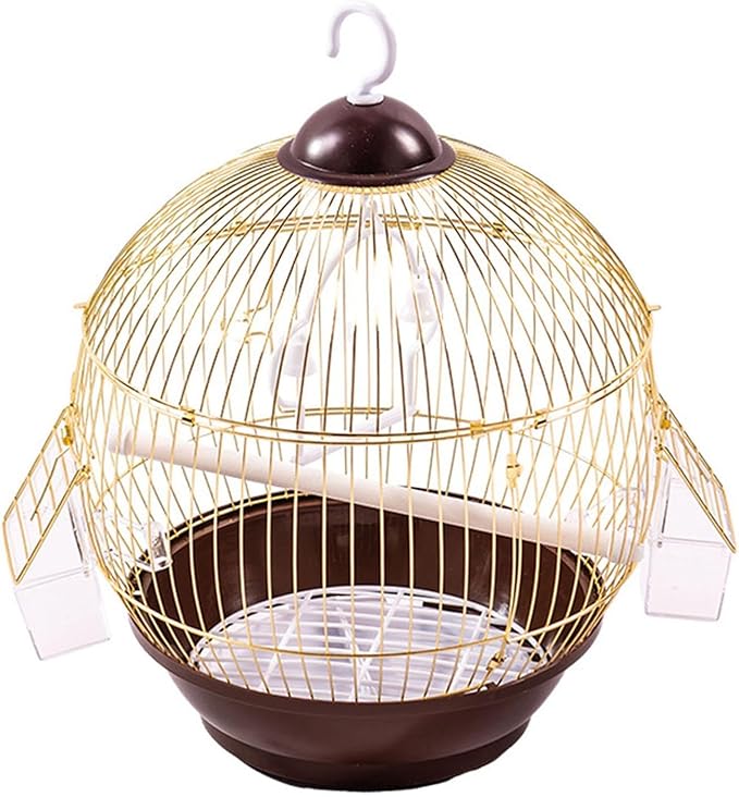 Cage Birdcage Pet House Metal with Food Cup Stand Cage Bird Cage for Budgies Cockatiels Parrot African Grey Conures, Gold