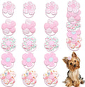 20 Pcs Handmade Cute Puppy Hair Bows, Flower Bowknot with Rubber Bands for Small Dog Hair Ties Accessories Powder Pink