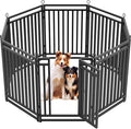 Dog Fence Outdoor for Yard, 40" Inch Height 8 Panels Dog Playpen Indoor for Large/Medium/Small Dogs Metal Dog Pen for Yard Camping and RV | Black-Silver