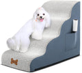 POCBLUE Dog Stairs for Small Dogs 19.7" H, 4-Step Wide Pet Step for High Bed or Couch, Curved Pet Ramps for Cats with High-Density Foam and Washable Cover, Grey
