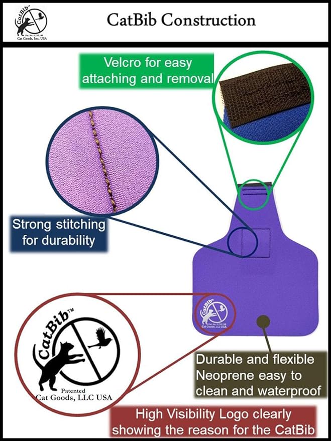 Bird Saving Cat Collar, Prevent Cats from Catching & Killing Birds, Anti Hunting Colorful Bib to Save Birds & Other Wildlife (Large, Purple)