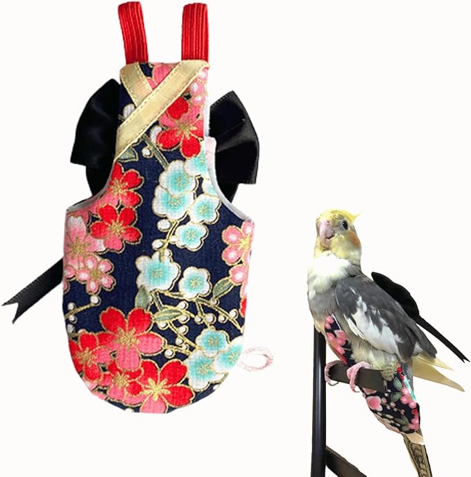 Bird Flight Suits Diapers, Parrot Flight Suits Diapers for Quaker Parakeets Cockatiels Flight Suits, Parrot Clothes (Black,Sulphur-Crested Cockatoo)