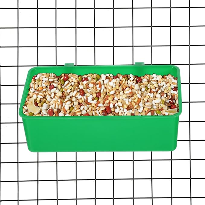 2 Pack Bird Cage Feeder, Hanging Plastic Food Water Bowls, Parakeet Cage Accessories, Bird Cages Feeder Convenient Small Animal Dish Food Container for Coop, Parrot, Finches, Lovebirds (Green)
