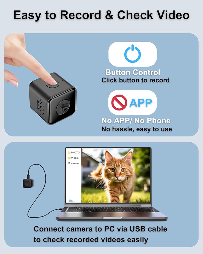 Cat Camera Collar with Tracker Tag, 1080P HD Video Recording Pet POV Cam, NO WiFi NO APP, Body Camera for Cat/Dog Tracking (No Micro-SD Card Included)