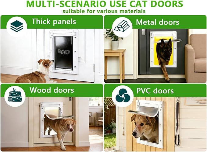 Pet Door Dog Door Easy Install - Wood & PVC Doors & Walls，Cat Door Free Movement & Flexible Control - 2 Magnetic Flaps & Sliding Lock,Telescoping Frame,5 3/4" x 9 1/3" for Small Dogs Cats Up to 15 lb