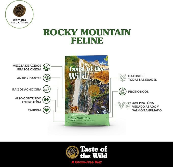 Taste Of The Wild Rocky Mountain Grain-Free Dry Cat Food With Roasted Venison & Smoke-Flavored Salmon 14lb (Pack of 1)