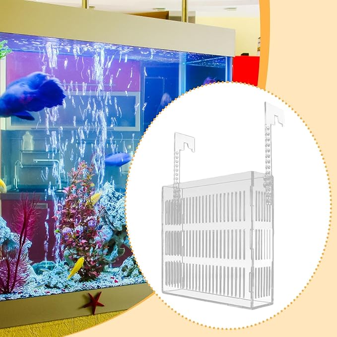 Fish Hatchery Adjustable Aquarium Breeding Box Multi Purpose Acrylic Tank Transparent Hanging Type Design Suitable for Fry Nursery, 19x18x5cm
