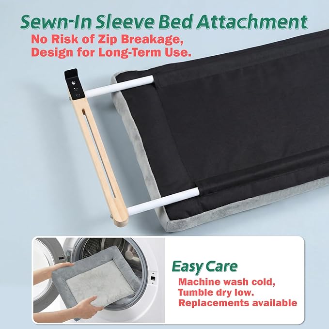 Zakkart Cat Perch for Window Sill with Bolster - Orthopedic Hammock Design with Premium Hardwood & Robust Metal Frame - Cat Window Seat for Large Cats and Kittens - Natural Color Wood Brown Bed, 24''W