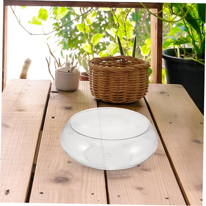 Transparent Landscape Small Fish Tank Water Lily Bowl Propagation Jars Transparent Aquarium Tank Goldfish Tank Shallow Pot Hydroponics Office Plastic Decorations