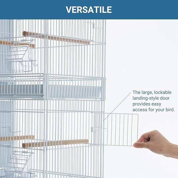 Garvee Lot-4 Breeding Bird Cage, Parrot Cage, Stackable Center Divided Breeder, Seperate Removable Tray, Removable Divider, Lockable Caster, for Birds and Finch