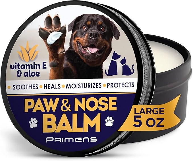 Dog Paw Balm Natural Moisturizer for Dry Cracked Paws - Lick Safe Paw Cream Wax with Aloe Vitamin E - Winter Summer Protection Hot Pavement Snow Salt - Healing Nose Balm