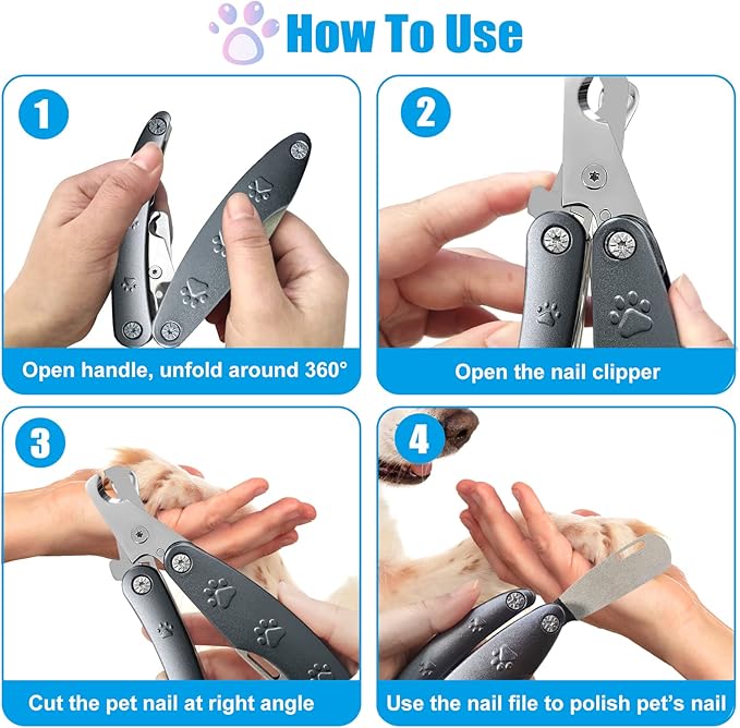 Best Dog Nail Trimmer for Anxiety Sensitive Dog, Silent Sharpest Smoothest Dog Nail Clippers for Thick Nails, Heavy Duty Professional Dog ToeNail Clipper, Build-in Comb & Nail File