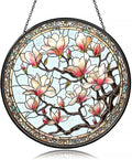 Stained Glass Window Hanging - Flowers Suncatcher - Vibrant Sun Catchers Indoor Hanging Decor, Flower Gifts for Women & Plant Lovers, Housewarming, Friendship， Birthday or New Home Celebration