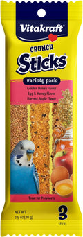 Vitakraft Crunch Sticks Parakeet Treat - Honey, Egg, and Apple- Pet Bird Treat Toy - Variety Pack, 2.5 oz