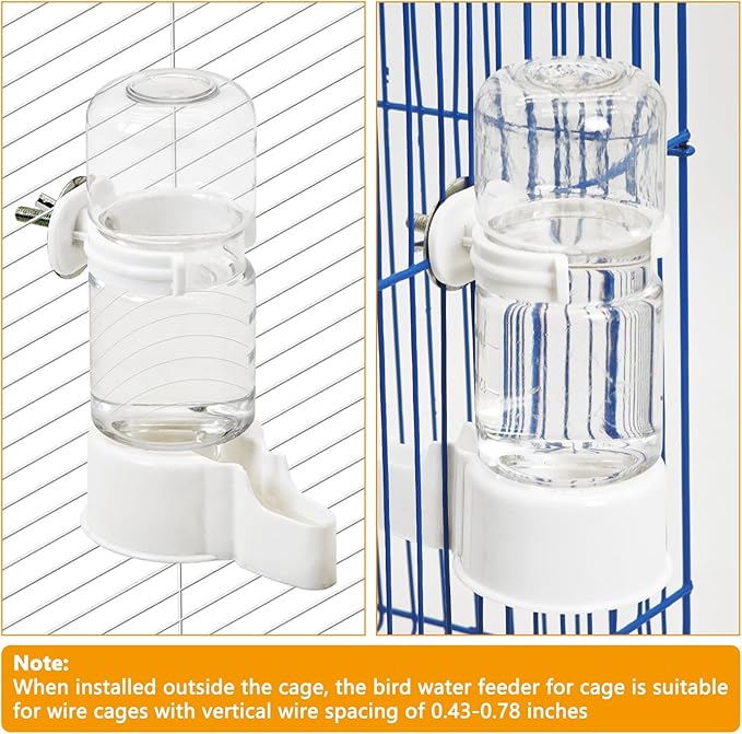 BNOSDM Automatic Bird Water Dispenser 2 Pcs No Mess Parrot Cage Water Feeder Drinker Suspended Bird Drinking Device Parakeet Cage Accessories for Budgies, Cockatiel, Conure, Canary, Finch (White)