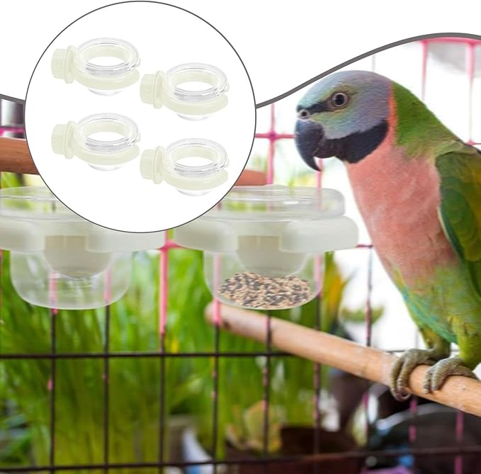 MYCENSE 4X Bird Water Feeder Accessory Sturdy Yard Transparent for Outside Multifunctional Hanging Gifts Food Container Decoration, White
