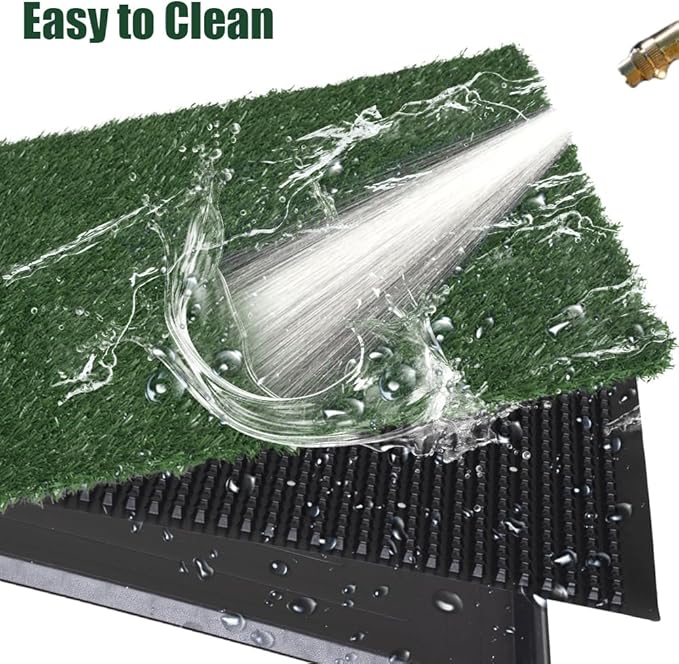 LITA Dog Grass Pad with Tray - Dog Litter Box with 2 Artificial Grass Pads - Potty Tray for Balcony Apartment Indoor Outdoor Use - 20x30 INCH