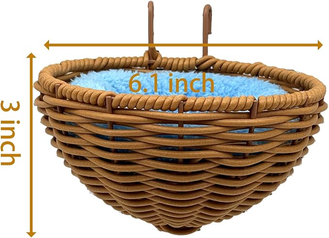 Rattan Bird Nest for Cage，2PCS Hanging Parrot Breeding Nesting House Washable Soft Warm Sleep Hut Bird Cage Accessories for Cockatiels Budgerigars Finches Canaries