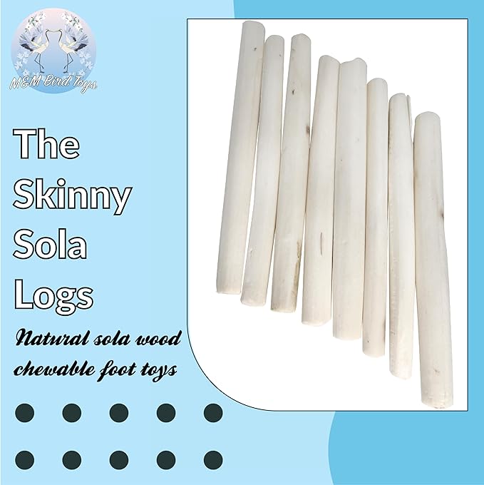 5510 Pk8 Small Sola Logs - Handcut Skinny Stick Bird Foot Toys, Made from air Dried Piece of Natural sola Wood, Lightweight, Versatile, Break Apart by Hand, Great Fun for Small and med Size pet Birds