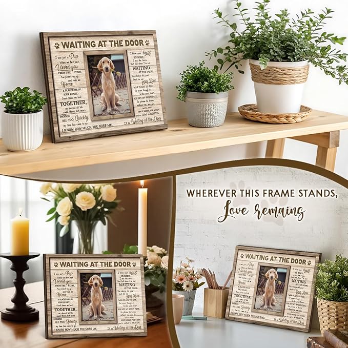 Dog Memorial Wooden Frame - Pet Photo Frame 8''x10'' with Meaningful Quote, in Loving Memory of Pup - Dog Loss Bereavement Keepsake, Wall Hanging, Table Decor - Sympathy Gifts for Pet Lover