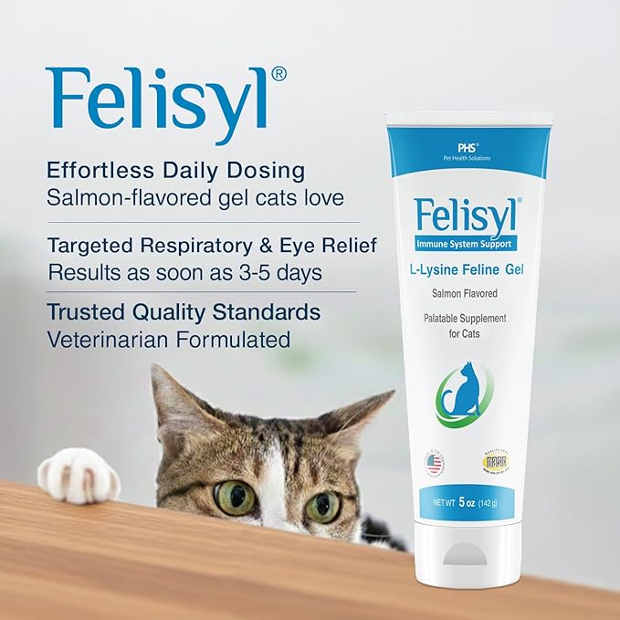 L-Lysine Gel for Cats & Kittens (5oz) – Immune System, Respiratory & Eye Health Support. Reduces Sneezing, Runny Nose & Watery Eyes. Daily Salmon-Flavor Supplement – Made in USA (1 Pack)