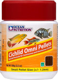 Ocean Nutrition Fish Food - Cichlid Pellets, High Protein (41%) Soft Moist Sinking Pellets for Omnivorous Predatory Cichlids - Enhances Color & Growth, 3.5 oz (100 g), Small Pellet