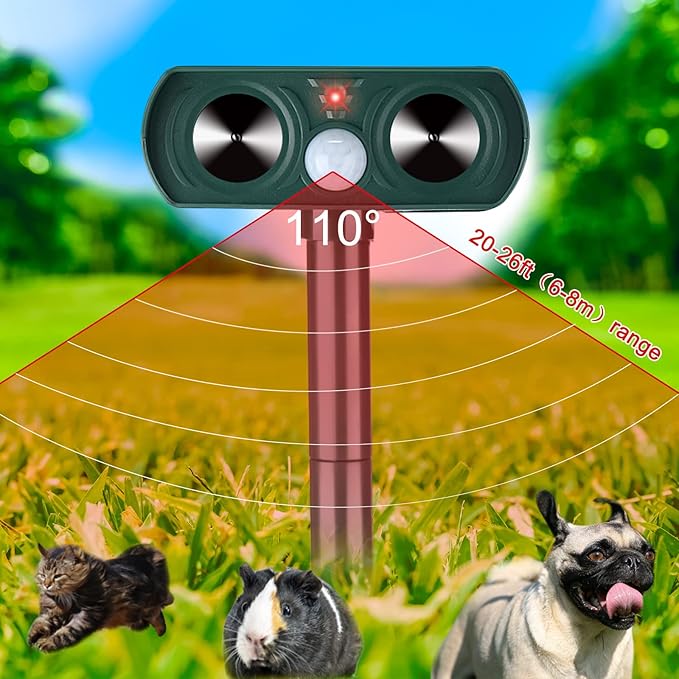 Ultrasonic Solar Animal Repeller Outdoor Cat Repellent with Motion Sensor Waterproof and Weatherproof Squirrel Dog for Garden Yard Farm (3)