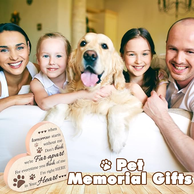Maitys Dog Memorial Gifts for Loss of Dog Cat Sympathy Gift, in Memory of Dogs Cats Gifts, Thoughtful Pet Loss Gift, a Wooden Plaque When Tomorrow Starts Without Me. (Khaki-Heart)