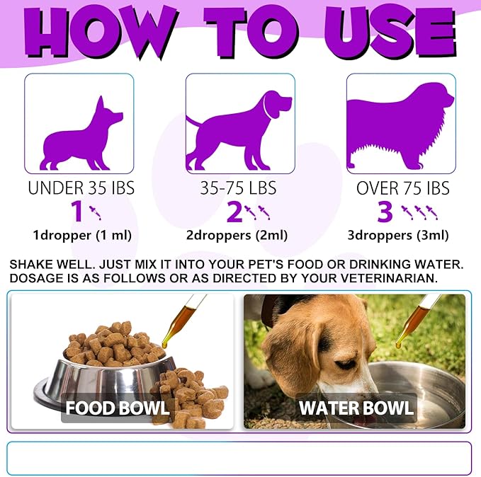 Dog Multivitamin Liquid Drops - 15 in 1 with Glucosamine, MSM & Cranberry, Supports Joint, Skin & Coat, Immune, Heart & Urinary Health, 2 fl oz