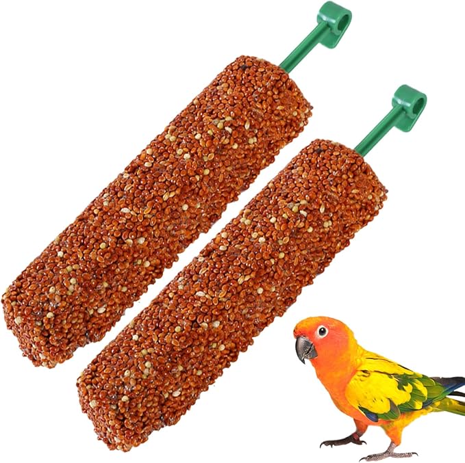Bird Treat Stick Set, Chewing Training Reward Snacks, Multi Species Nutrition for Cockatiel Finch and Parrot, Natural Seed Blend Formula, Free Hanging Design, Healthy Enrichment Support