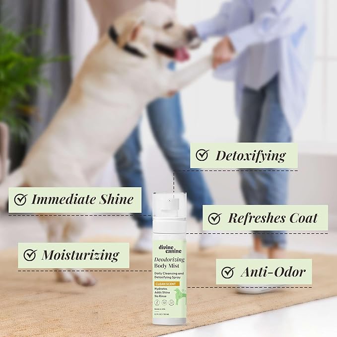 Cleansing Hair and Body Spray for Dogs - 5.1 Fl Oz of Dog Deodorizer, Long Lasting Formula - Everyday Body Spray with Aloe, Lemongrass Oil, and More - Made in The USA