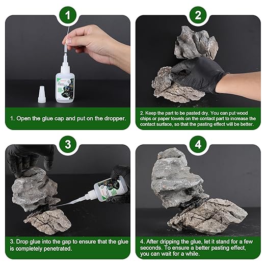 Special Aquarium Liquid Glue for Fish Tank Landscaping, Aquarium Safe Instant Glue for Driftwood, Rocks, Stones,Build Beautiful Waterscapes,Cannot Be Used for Aquatic Plants or Corals