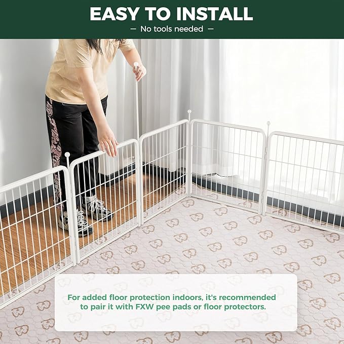 FXW Rollick Unleashed Dog Playpen for Indoor, Yard, RV Camping, 24 inch 16 Panels for Small and Puppy Dogs, White│Patented