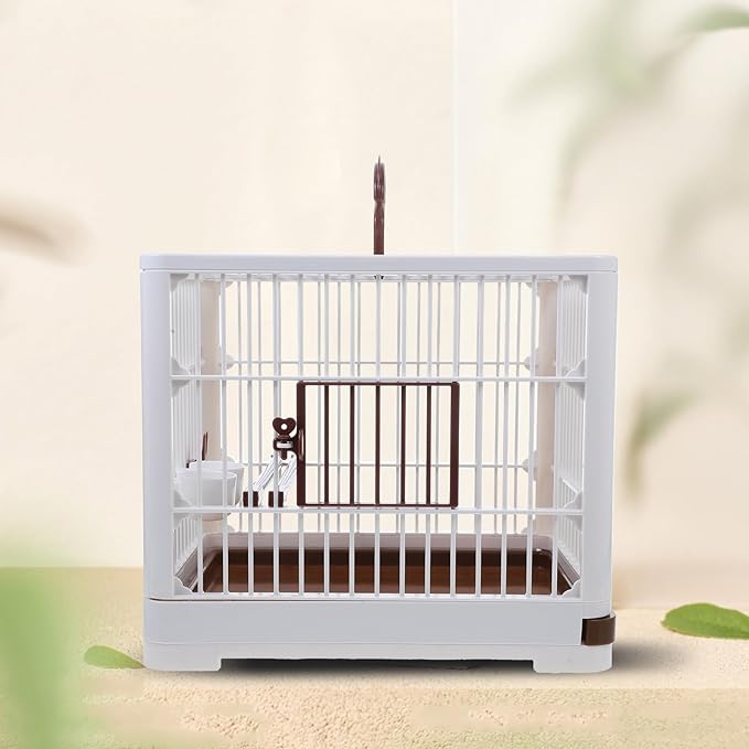 Foldable Parrot Travel Cage Portable Bird Carrier with Perch Stand Large Mocha Brown Birdcage for Outdoor Use Suitable for Parakeets, Pigeons, and Big Birds