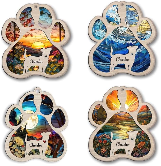 NAZENTI Personalized Dog Memorial Suncatcher, Loss of Pets Hanging Ornament, Customized Sympathy Gift, Custom Bereavement Gifts Dogs, Dog Remembrance Gifts, Dogs Wind Chimes Memorial, Pet Owner