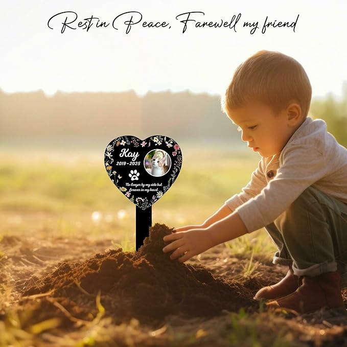 Pet Cemetery Cat Grave Marker | Personalized Outdoor Cat Headstone Engraved with Name & Lifespan Years | Custom Pet Memorial Stone for Garden or Yard
