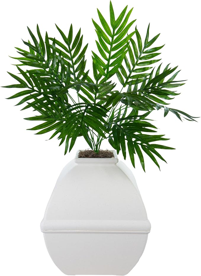 Good Pet Stuff Hidden Litter Box Planter, Decorative Cat Litter Enclosure with Carbon Filter, Artificial Plant, Easy Clean, Indoor Design, Courtyard Square Style, Base Kit, White Birch