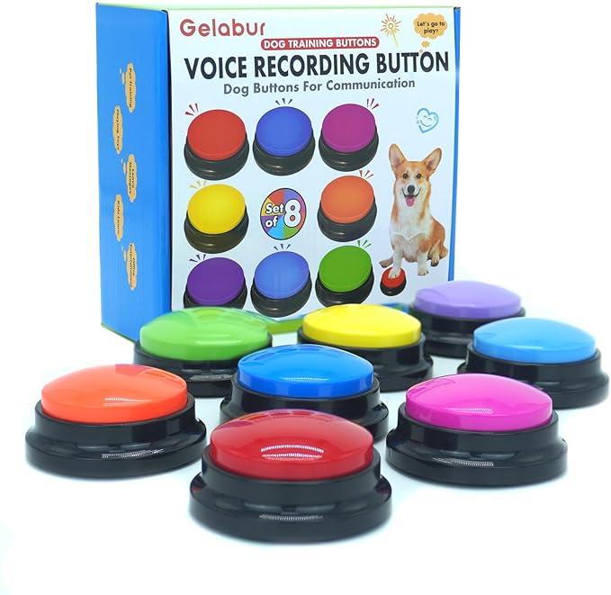 Set of 8 Dog Buttons for Communication, Voice Recordable Buttons for Classroom, Dog Training Talking Buttons Starter Set, Pet Easy Speaking Buttons Tools