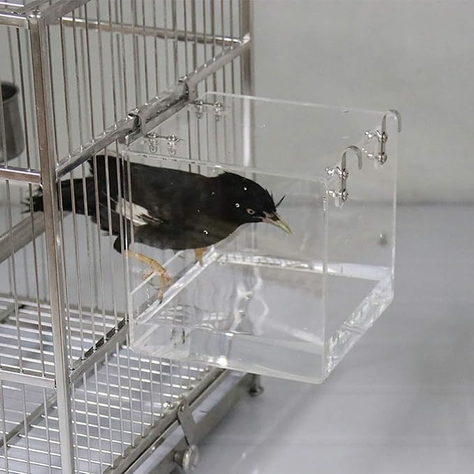 Bird Bath Cage, Cleaning Pet Supplies Cockatiel Bird Bathtub with Hanging Hooks for Little Bird Parrots Spacious Parakeets Portable Shower for Most Birdcage