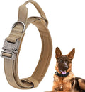 Dog Tactical Collar Military Dog Training Collar Control Handle and Heavy Metal Buckle for Medimum Large Dog Training Behavior Aids Brown M