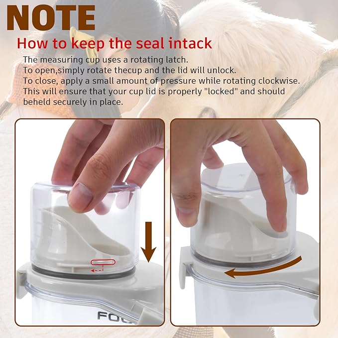 Dog Food Storage Container, Pet Food Container with Airtight Pour Spout, Cat Food Storage Container with Measuring Cups, Portable Pet Food Container for Dogs, Cats, Birds（White）