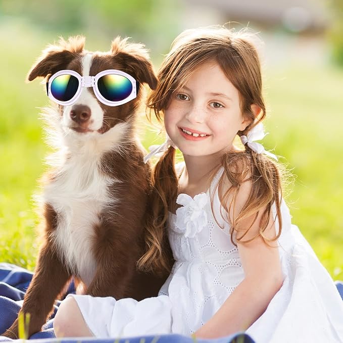 Dog Goggles Dog Sunglasses Adjustable Strap for Waterproof Windproof UV Protection Sunglasses for Pet, for Go Out Travel Skiing Swim (Pink)