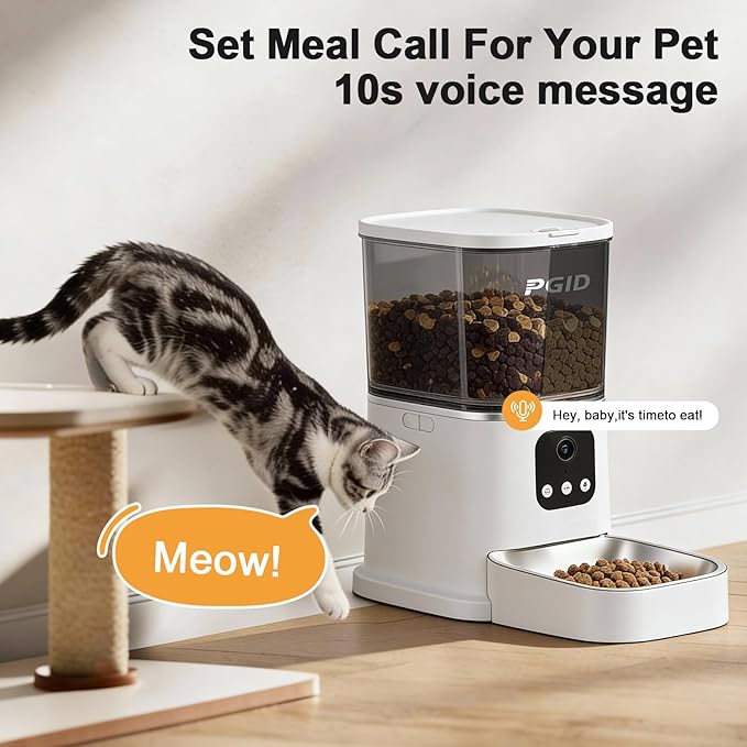 Automatic Cat Feeder, 2.4G WiFi Automatic Dog Food Dispenser，Auto Dog Feeder with APP Control, 5L Timed Auto Cats Food Dispenser w 2-Way Audio for Multiple Pet
