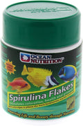 Ocean Nutrition Spirulina Flake Fish Food - Natural Ingredient Fish Food Flakes for Betta Fish and All Tropical Fish - Supports Health & Coloration, Does Not Cloud Water, Made in USA, 1.2 oz (34 g)