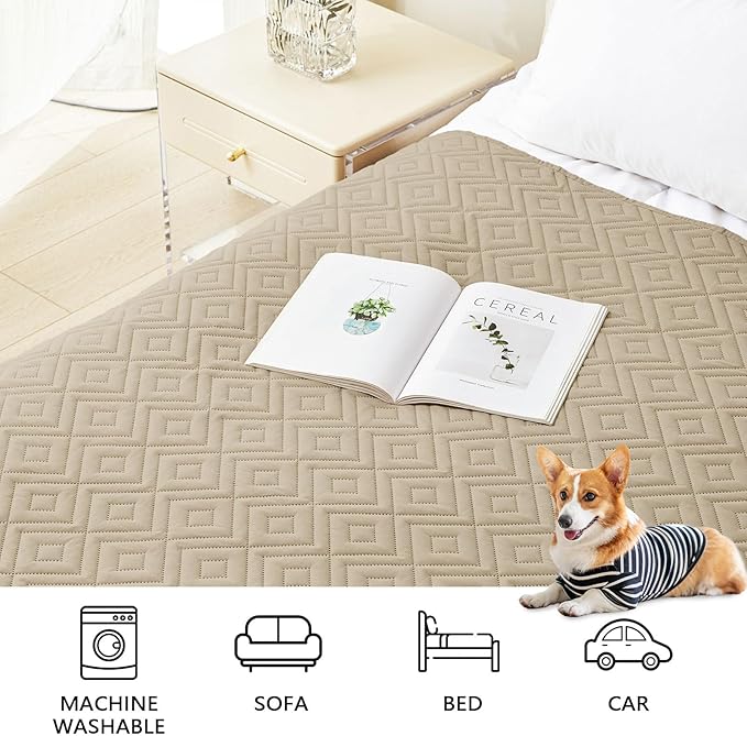 hyha Waterproof Dog Blanket, Soft Dog Bed Cover Pet Blankets, Waterproof Sofa Couch Cover for Dogs Washable, Reversible Pet Couch Covers for Sofa Furniture (52x82 Inch, Taupe/Taupe)