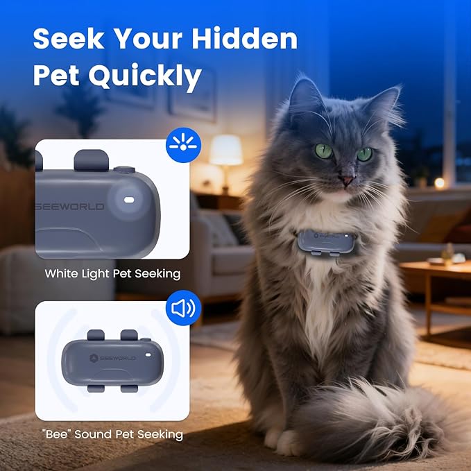 SEEWORLD Cat Tracker Dog Tracking Device with Real-Time Location | Activity Sleeping Monitoring | Geo-Fence for All Collars-iOS & Android (Subscription Required)