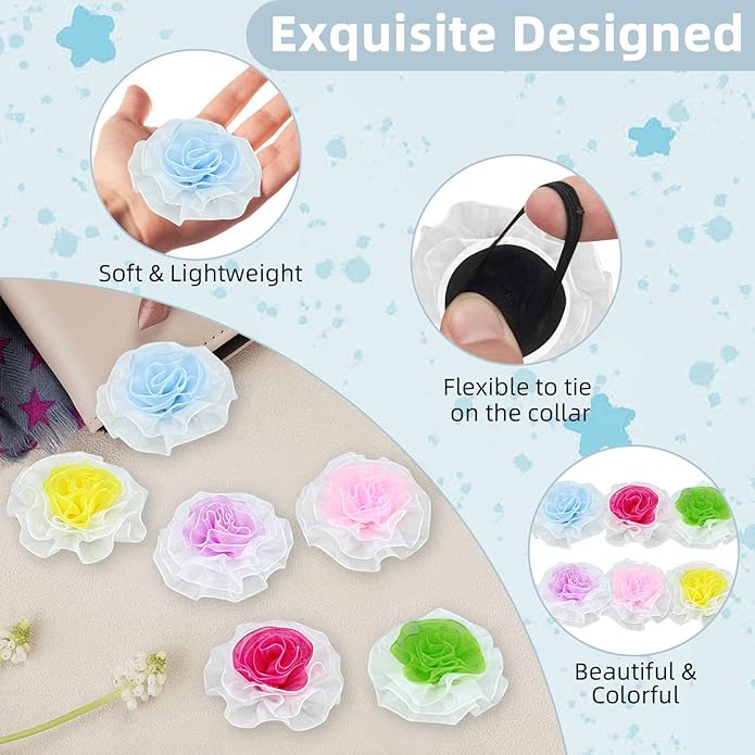 6Pcs Dog Collar Accessories, Floral Charms Decorations for Cats and Dogs