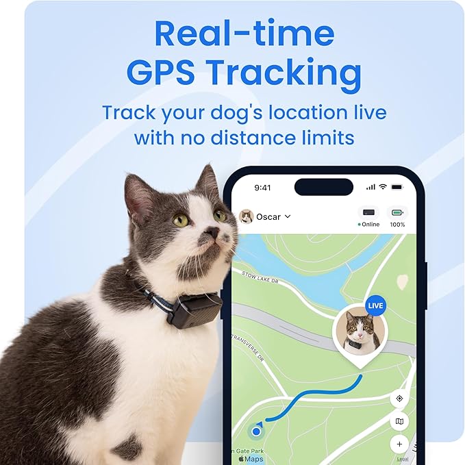 Tractive Smart Cat GPS Tracker with Free 6 Month Subscription | Real-Time Location & Wellness Monitoring for Cats 6.5 lbs+ | Territory & Location History | Up to 5-Day Battery (Brown)