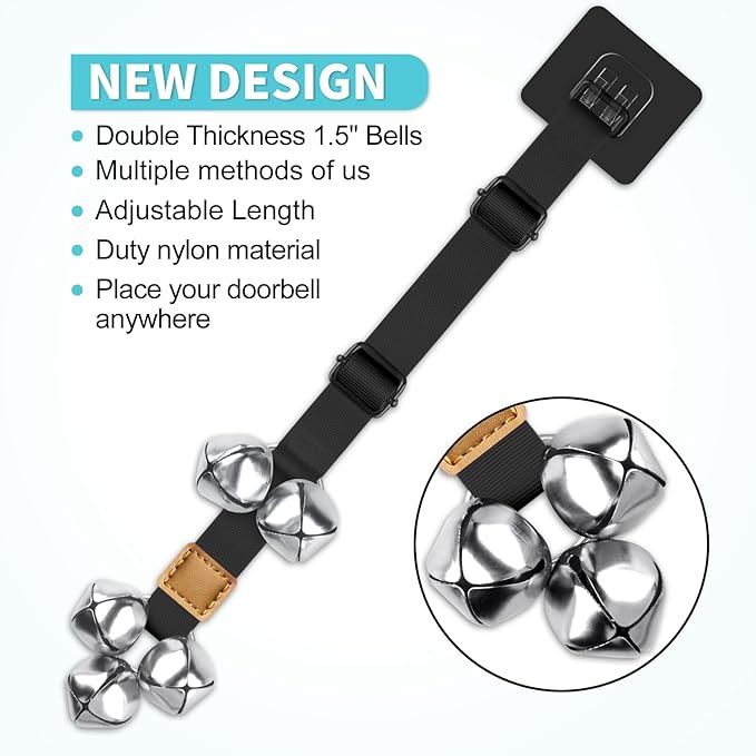COOYOO 2 Pack Dog Doorbells, Adjustable Potty Training Dog Bells, Upgraded for Training Your Puppy The Easy Way, Premium Quality Housetraining Hanging Bell-5 Extra Large Loud 1.5 DoorBells